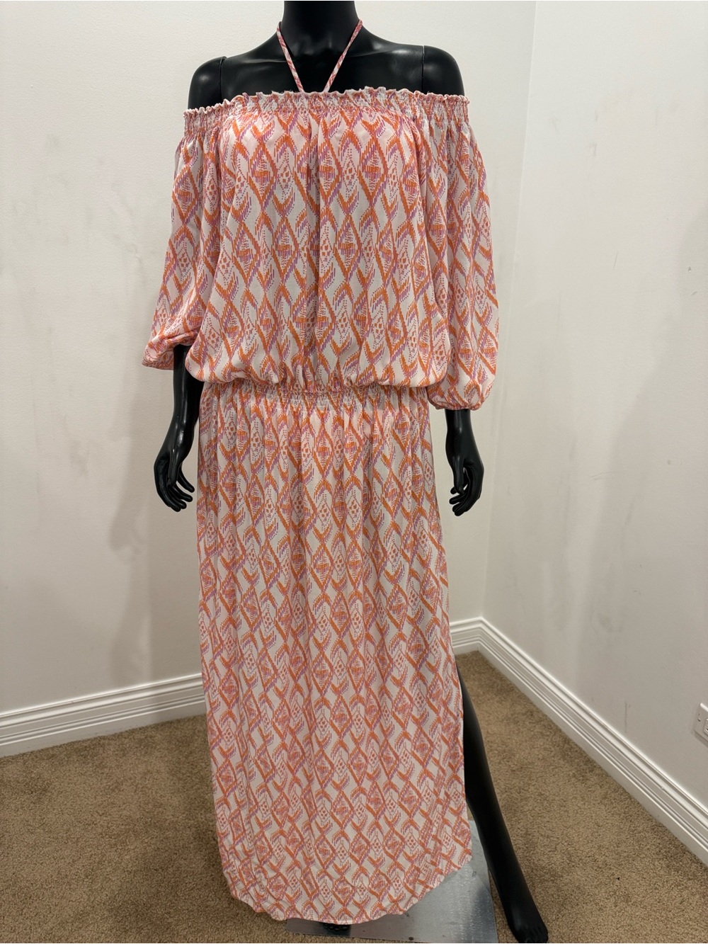 Melissa Odabash Beach Cover Up Maxi Dress One Size Pink Orange Print Viscose